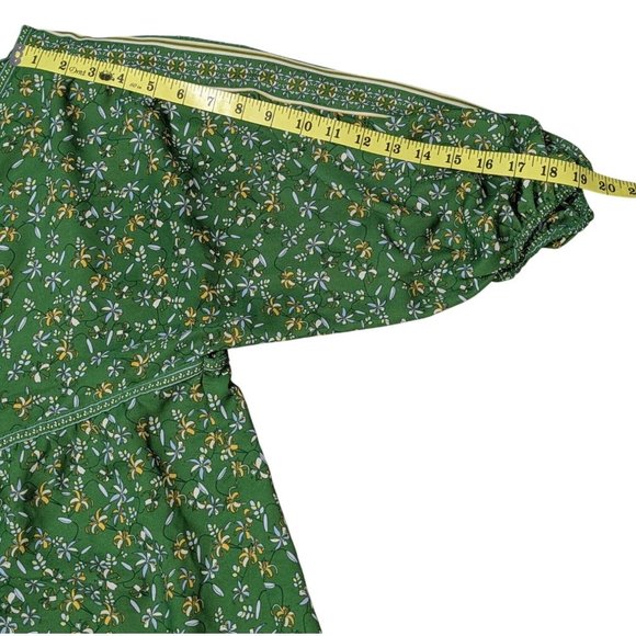 Max Studio Green Floral Boho Peasant Blouse XL Cotton/Rayon 3/4 Sleeves Pullover - Picture 7 of 9